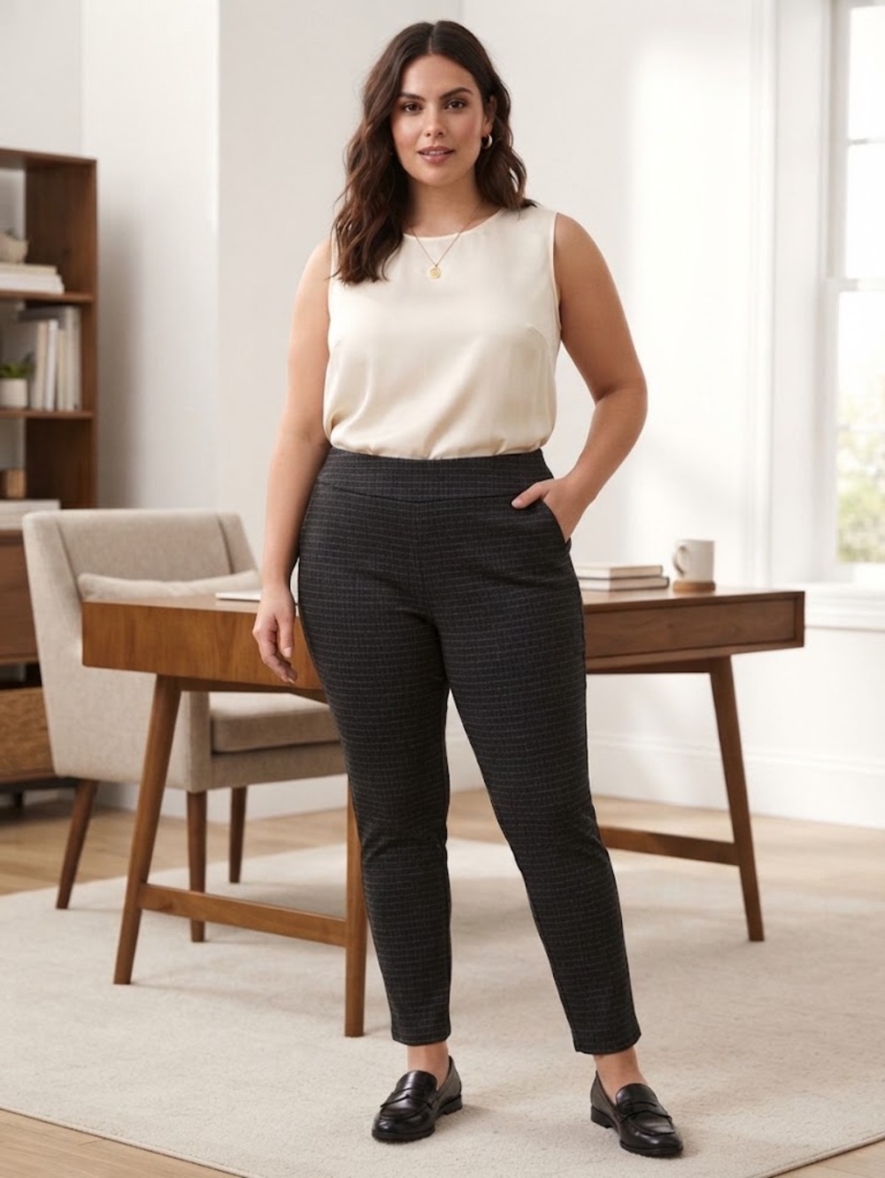 New DALIA Women's Black Textured Slim Ankle Pants LEGGINGS STRETCH SZ XXL